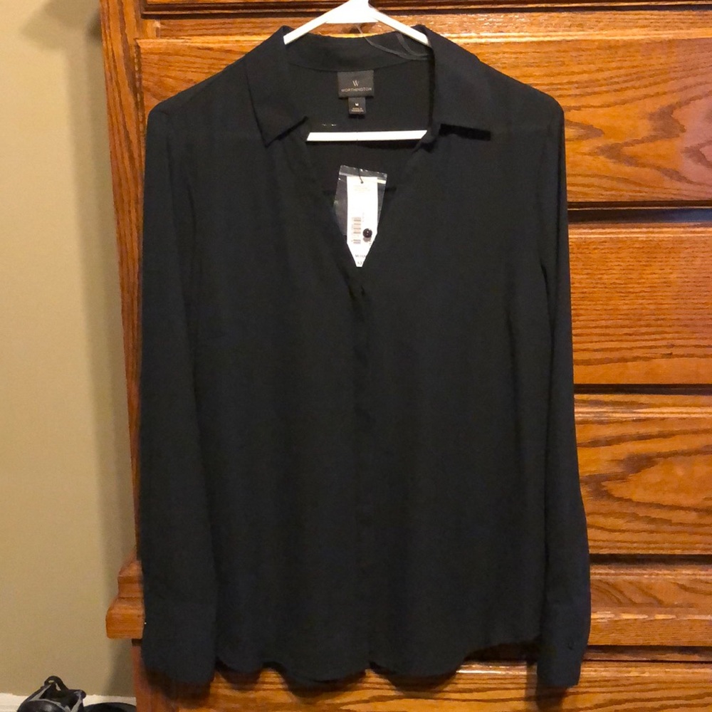 Black, dressy, long sleeve button up